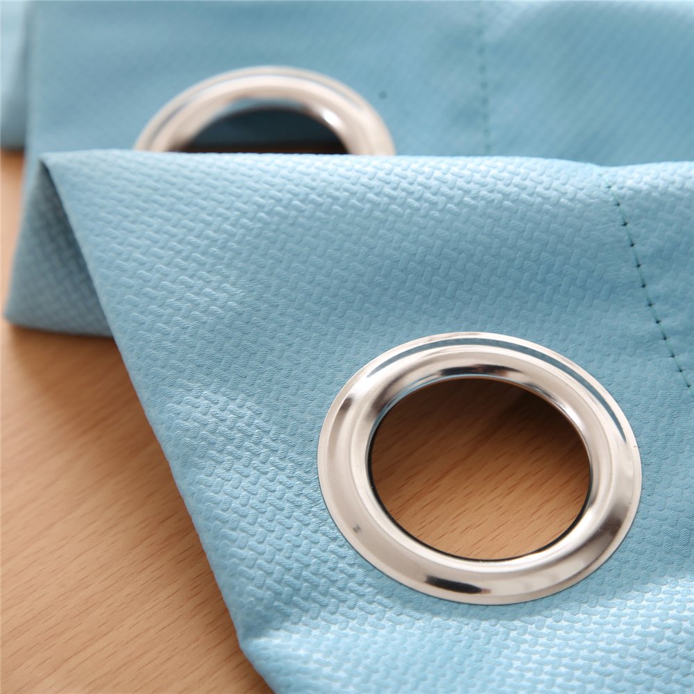 Gyrohomestore Modern Solid Grommet Thermal Blue Blackout Curtains