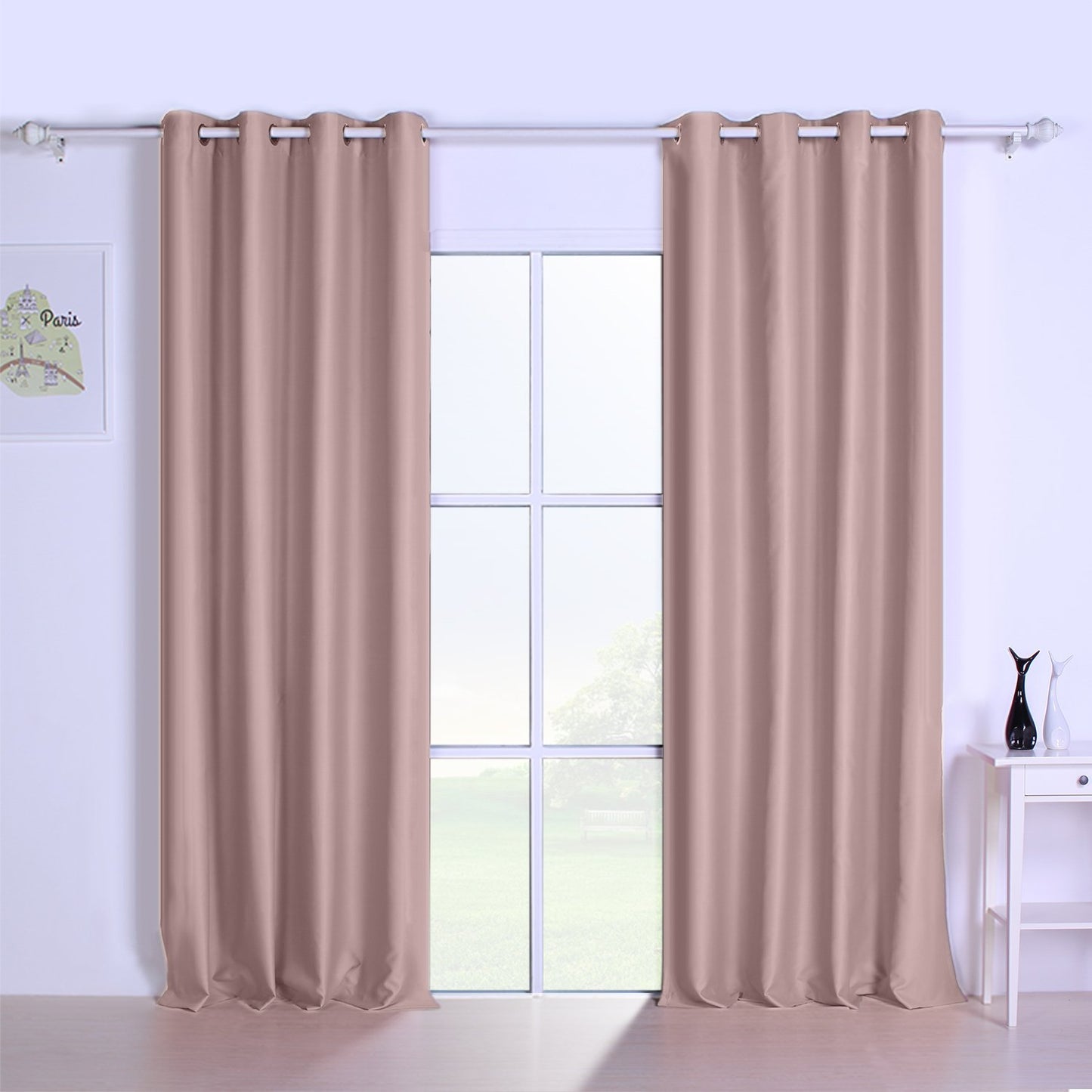 Gyrohomestore Modern Solid Grommet Thermal Blue Blackout Curtains
