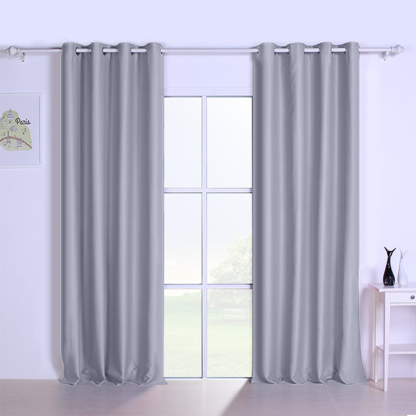 Gyrohomestore Modern Solid Grommet Thermal Blue Blackout Curtains
