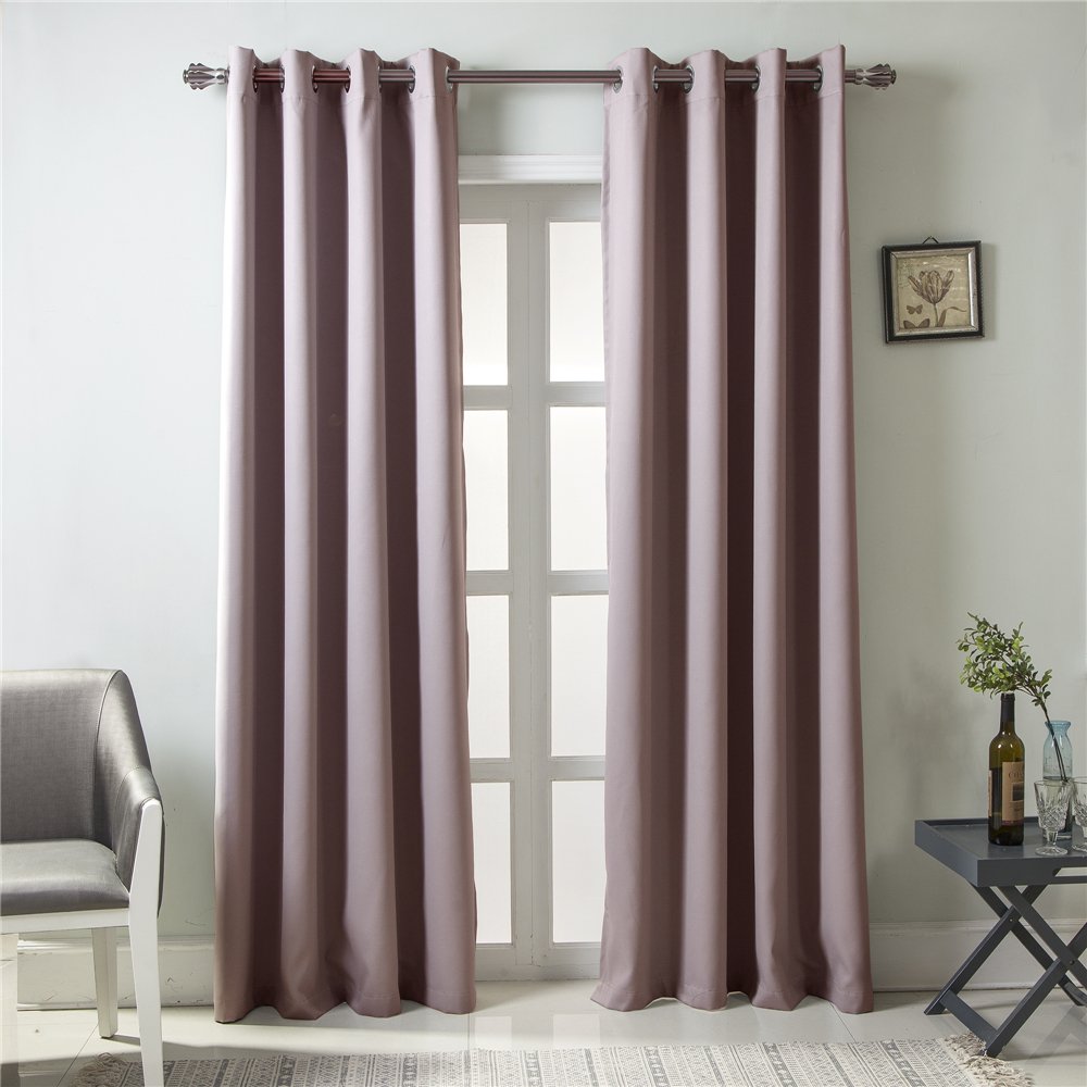 Gyrohomestore Modern Solid Grommet Thermal Blue Blackout Curtains