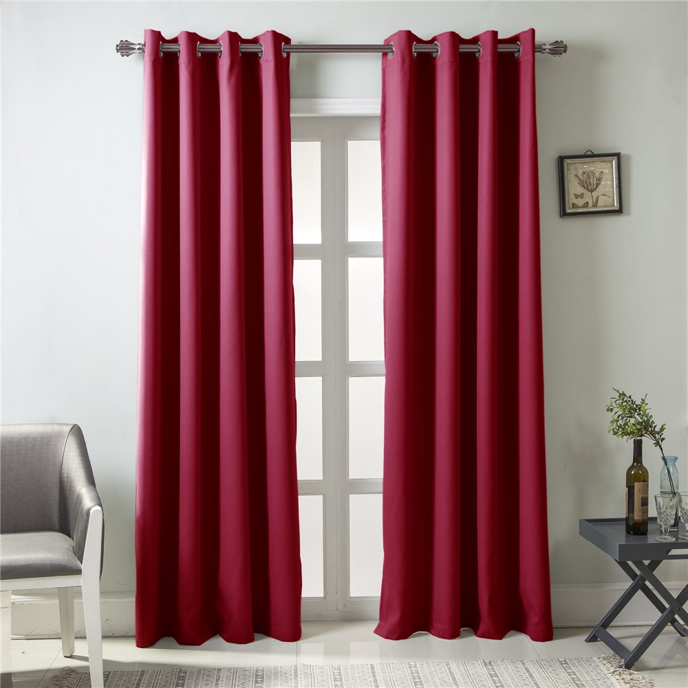 Gyrohomestore Modern Solid Grommet Thermal Blue Blackout Curtains