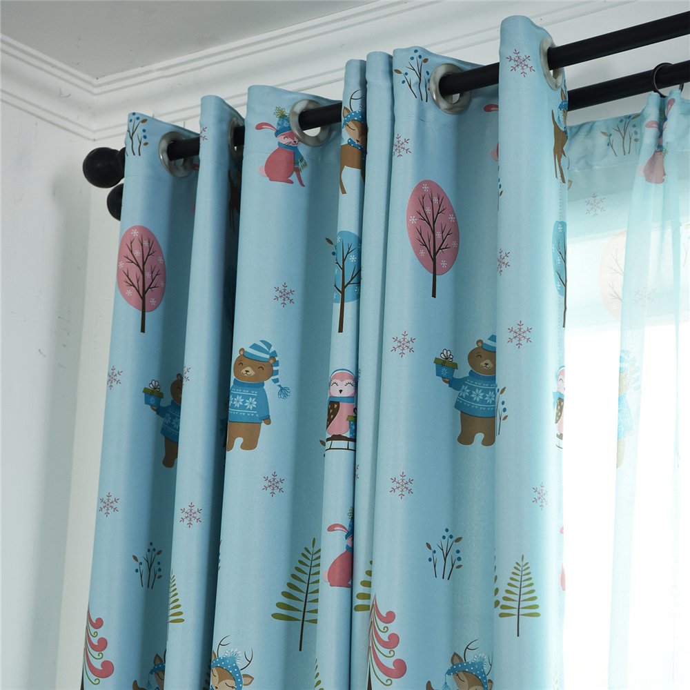 Gyrohomestore Cartoon Christmas Style Window Drapes Kids Blackout Curtains
