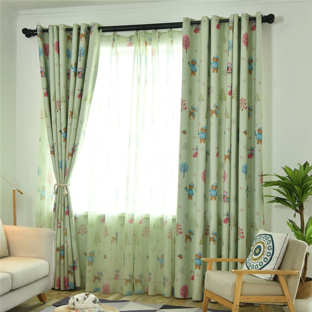 Gyrohomestore Cartoon Christmas Style Window Drapes Kids Blackout Curtains