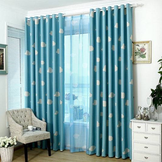 Gyrohomestore Blue and White Cloud Engery Saving Target Blackout Curtains