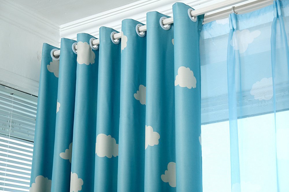 Gyrohomestore Blue and White Cloud Engery Saving Target Blackout Curtains