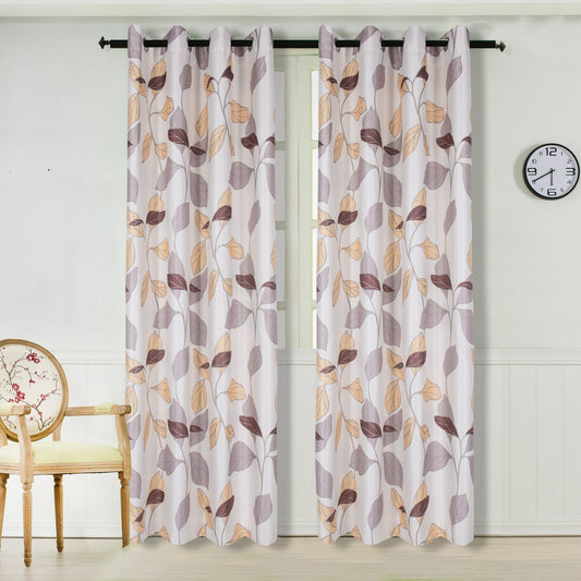 Gyrohomestore Leaves Print Thermal Insulated Room Darkening Blackout Curtain Lining