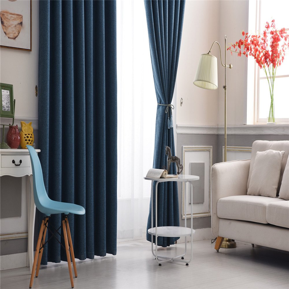 Gyrohomestore Navy Blue Star Hollow Cartoon Energy Saving Drape Thermal Blackout Curtains