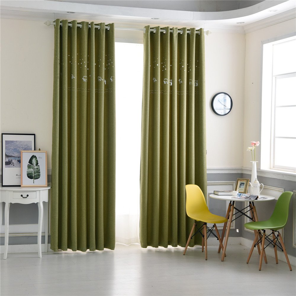 Gyrohomestore Navy Blue Star Hollow Cartoon Energy Saving Drape Thermal Blackout Curtains