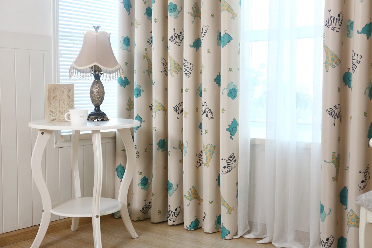 Gyrohomestore Cartoon Animals Grommet Top Kids Blackout Curtains