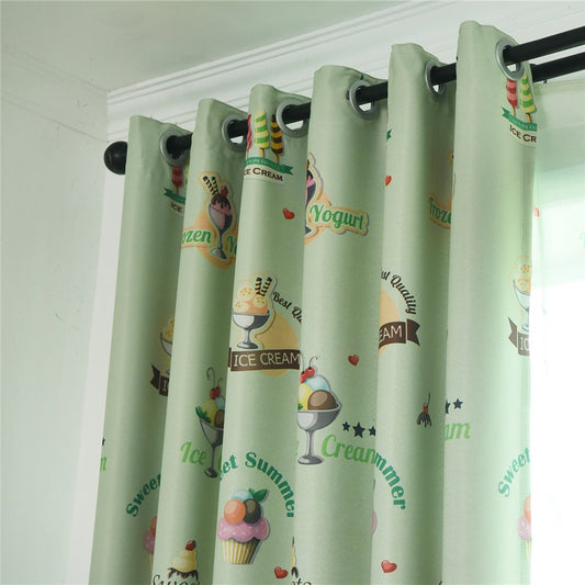 Gyrohomestore Cartoon Ice Cream Print Kids Blackout Curtains Cheap