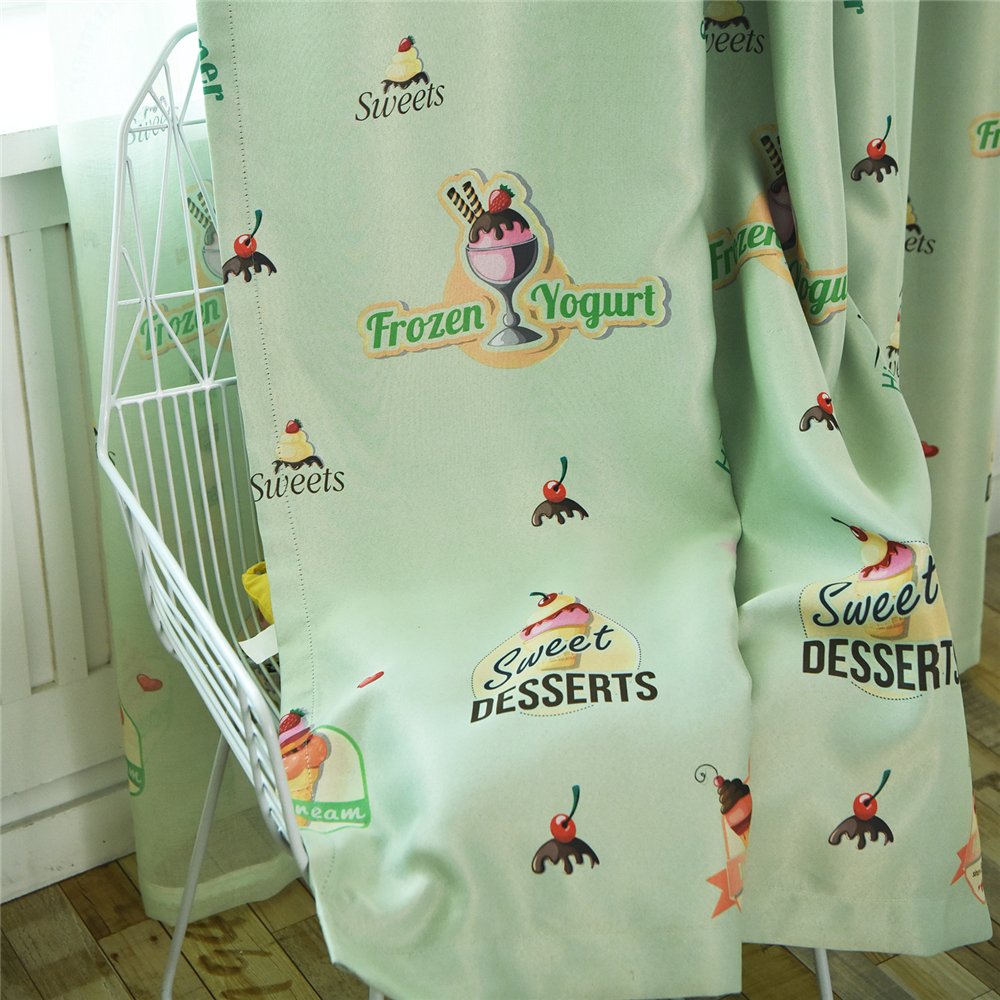 Gyrohomestore Cartoon Ice Cream Print Kids Blackout Curtains Cheap
