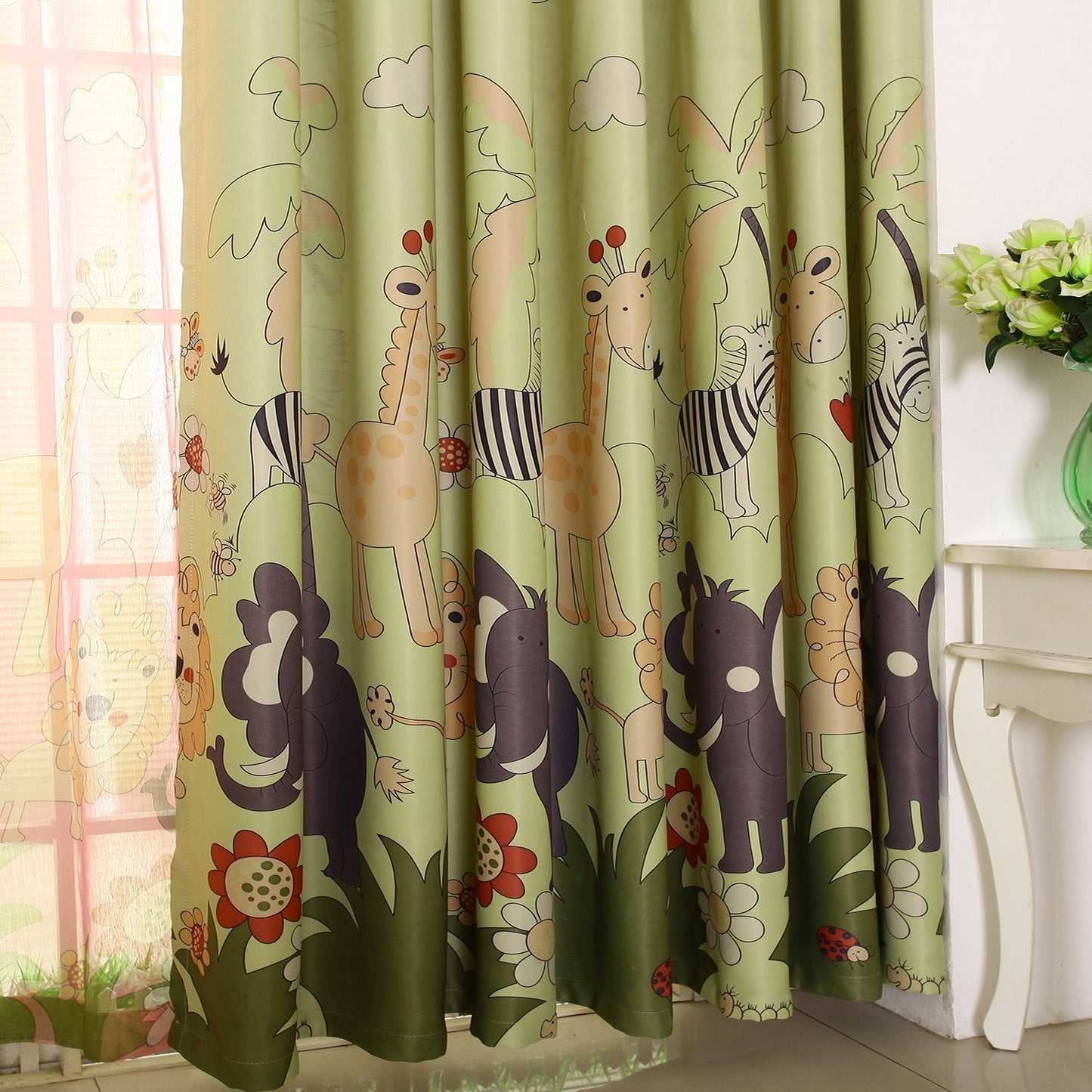Gyrohomestore Printed Top Grommets Energy Saving Lovely Kids Blackout Curtains
