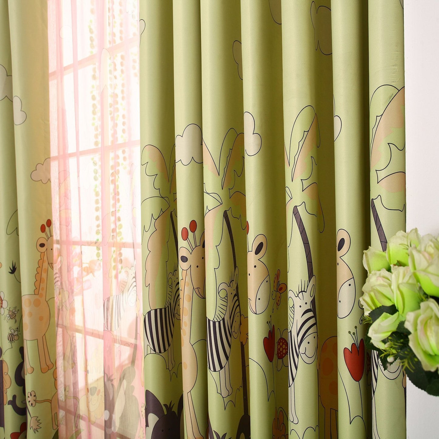Gyrohomestore Printed Top Grommets Energy Saving Lovely Kids Blackout Curtains
