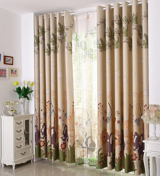 Gyrohomestore Printed Top Grommets Energy Saving Lovely Kids Blackout Curtains