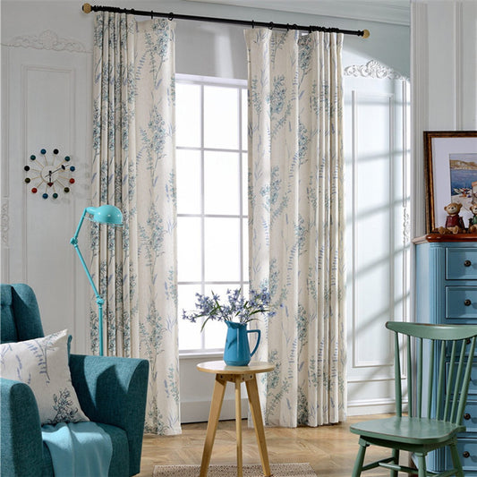 Gyrohomestore Blue Flowers Thermal Rod Pocket Best Blackout Curtains