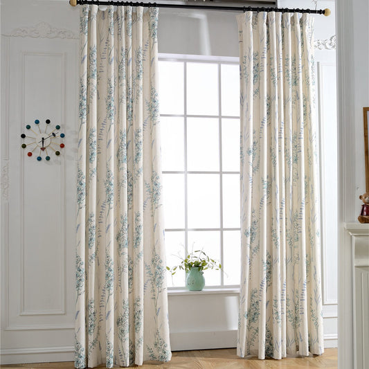 Gyrohomestore Blue Flowers Thermal Rod Pocket Best Blackout Curtains