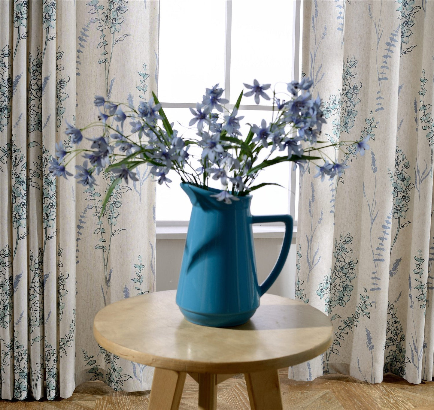 Gyrohomestore Blue Flowers Thermal Rod Pocket Best Blackout Curtains