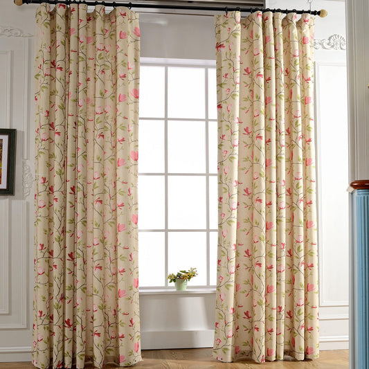 Gyrohomestore Pink Flowers Floral Room darkening Window Treatments