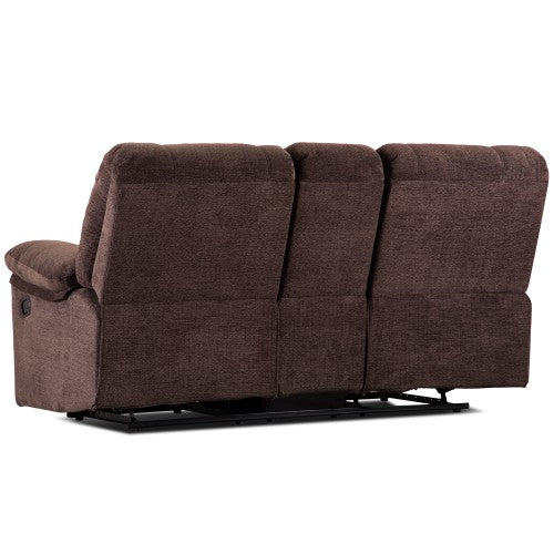 Gyrohomestore Modern Luxurious Chenille Recliner Cocoa Love Sofa with Console