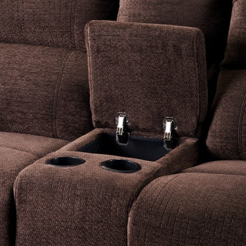 Gyrohomestore Modern Luxurious Chenille Recliner Cocoa Love Sofa with Console