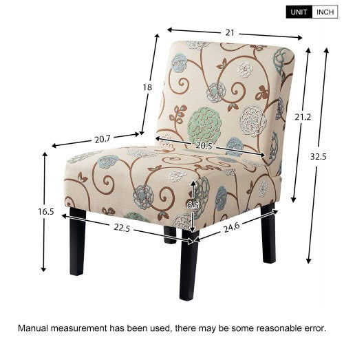 Gyrohomestore Living Room Armless Accent Chair with Solid Wood Legs