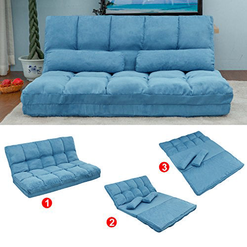 Gyrohomestore Two Pillows Double Chaise Lounge Sofa Chair Floor Couch