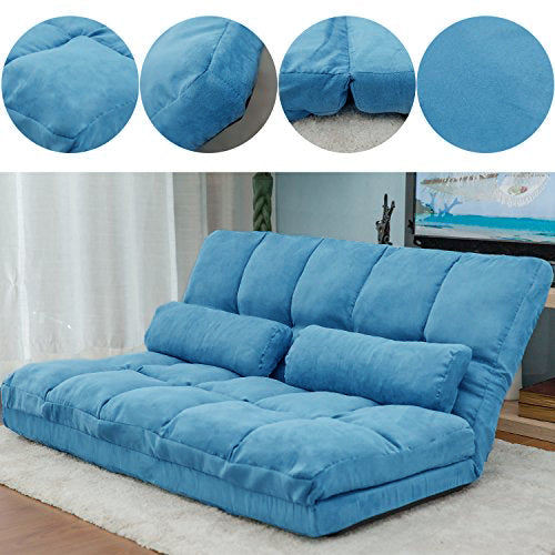 Gyrohomestore Two Pillows Double Chaise Lounge Sofa Chair Floor Couch