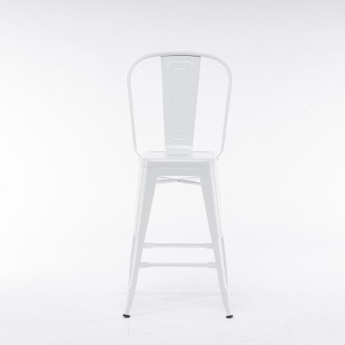Gyrohomestore High White Metal Dining Room Chair