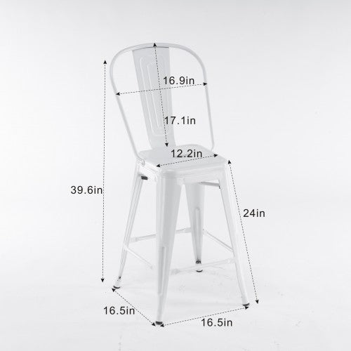 Gyrohomestore High White Metal Dining Room Chair