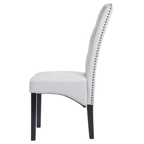 Gyrohomestore White PU Dining Room Chairs with Solid Wood Legs