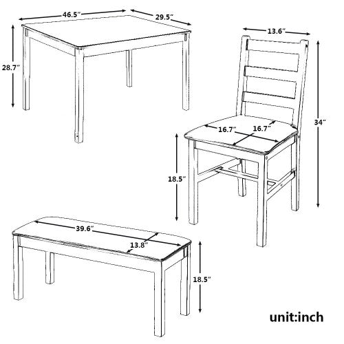Gyrohomestore Harper Bright Designs 5 Pieces Dining Table Set