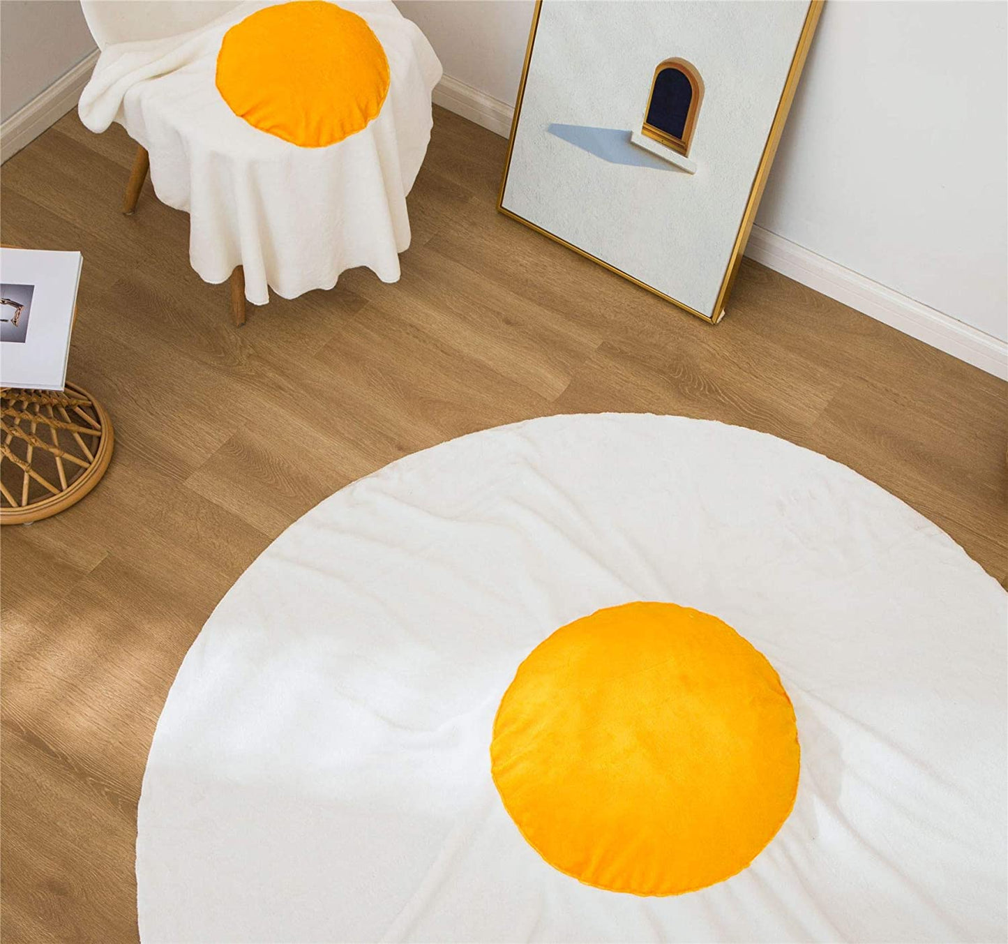 Fried Eggs Funny Soft Flannel Circular Blanket, Giant Food Blanket