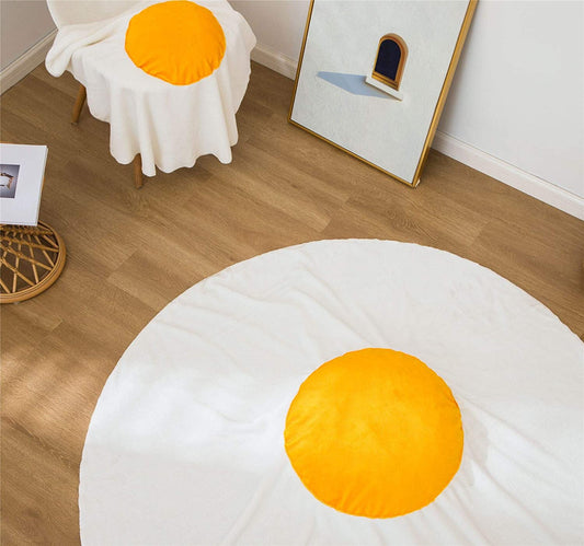 Fried Eggs Funny Soft Flannel Circular Blanket, Giant Food Blanket