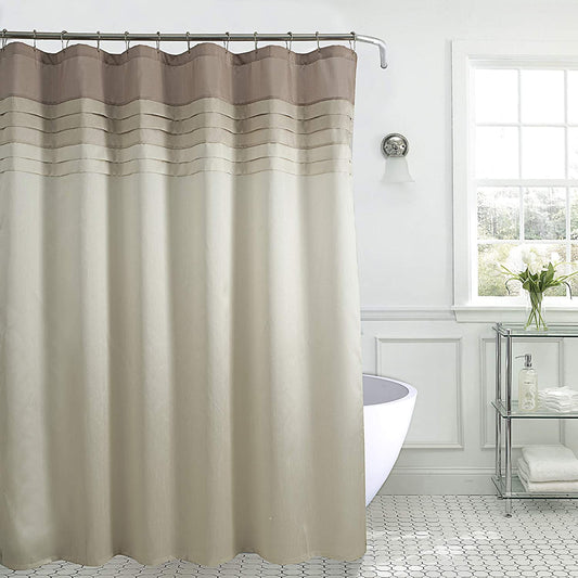 3-Color Stitching Polyester Grey Shower Curtain Without Hooks