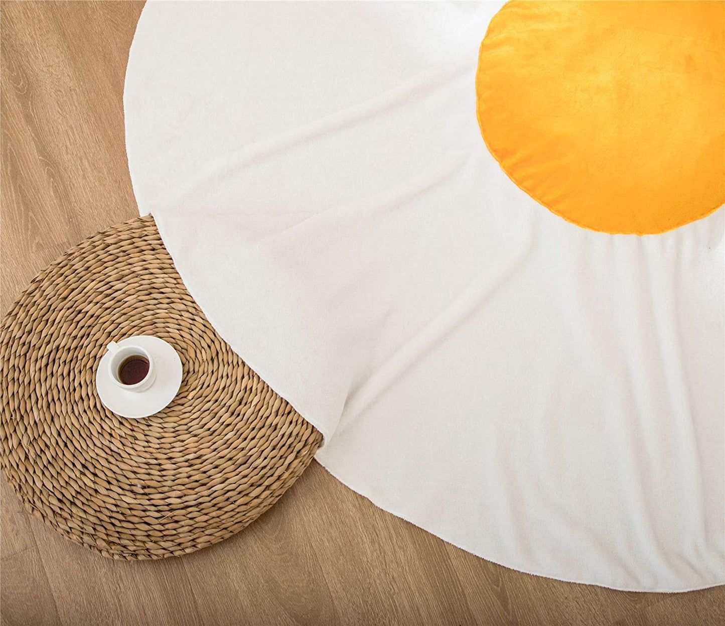 Fried Eggs Funny Soft Flannel Circular Blanket, Giant Food Blanket